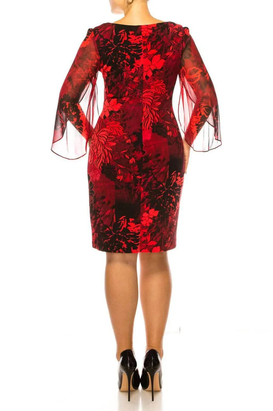 Floral 3/4 Split-sleeve Dress