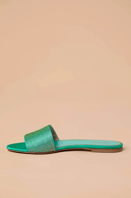 Women's Satin Rhinestone Embellished Flats