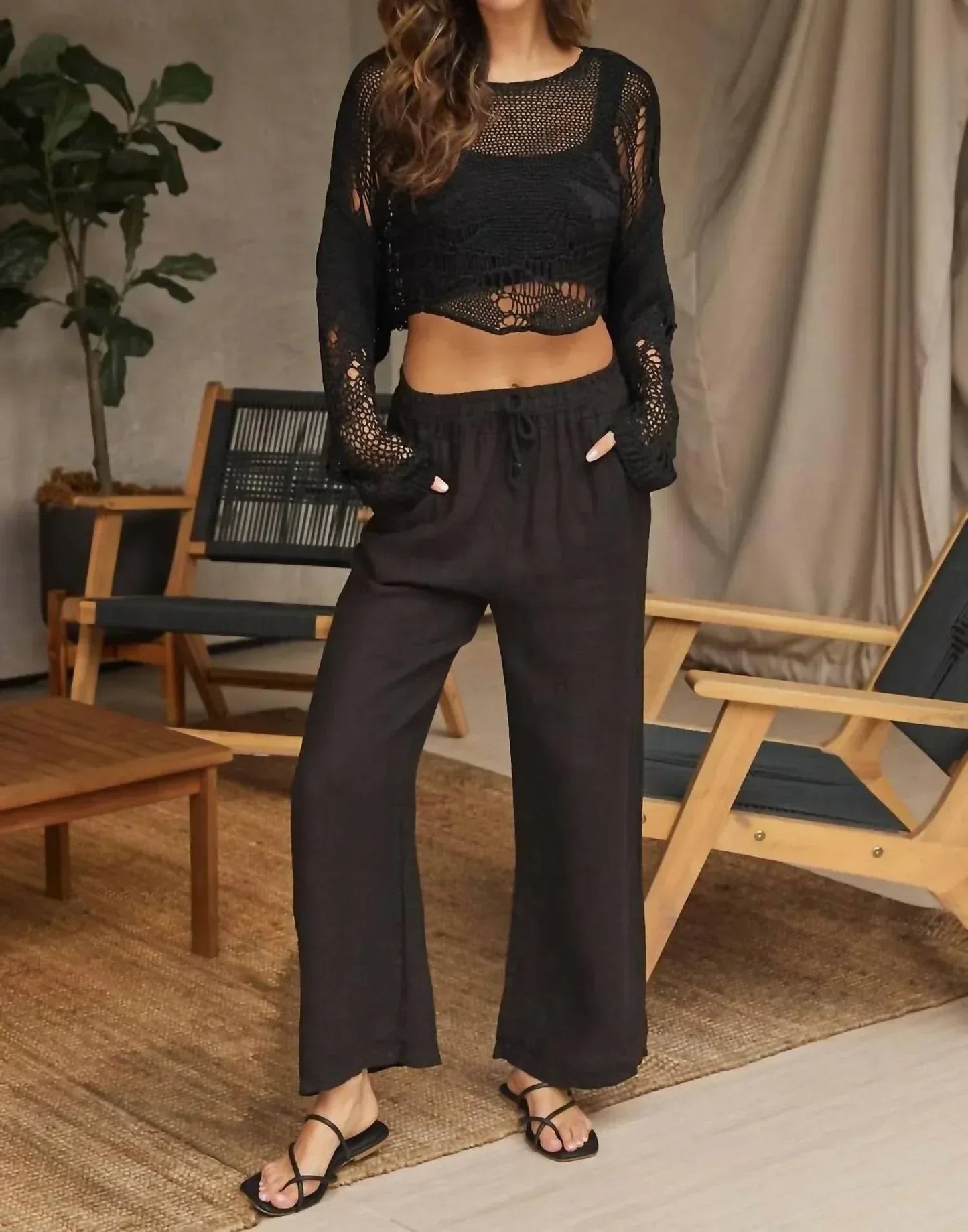 Italian Linen Drawstring Pants With Pockets