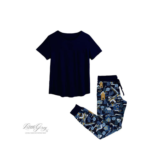 Women's Short Sleeve Top And Jogger Pants Set