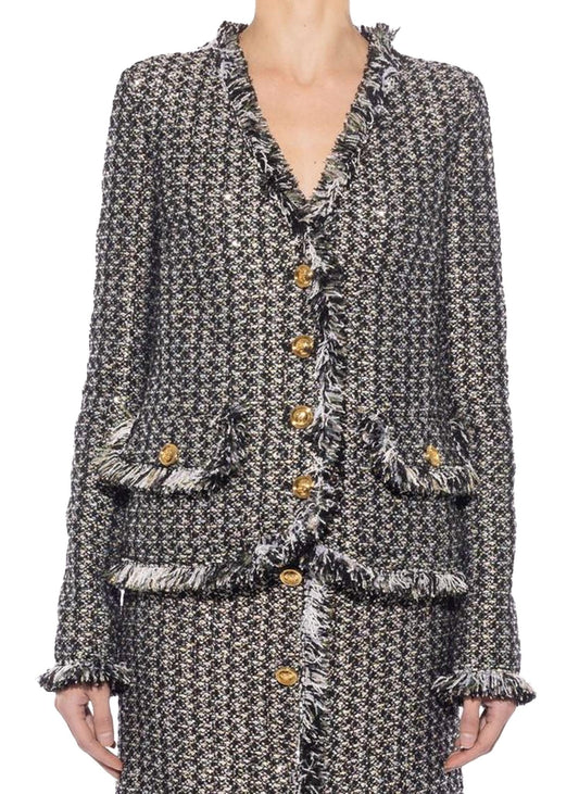 Boucle Jacket With Fringe Detail