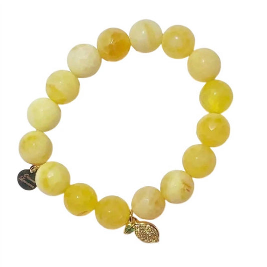 Women's Agate Bracelet With Pavé Charm