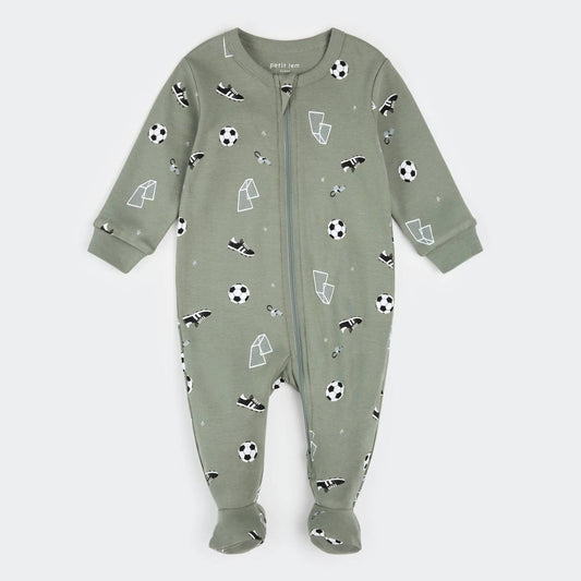 Boys Soccer Star Print Footed Sleeper
