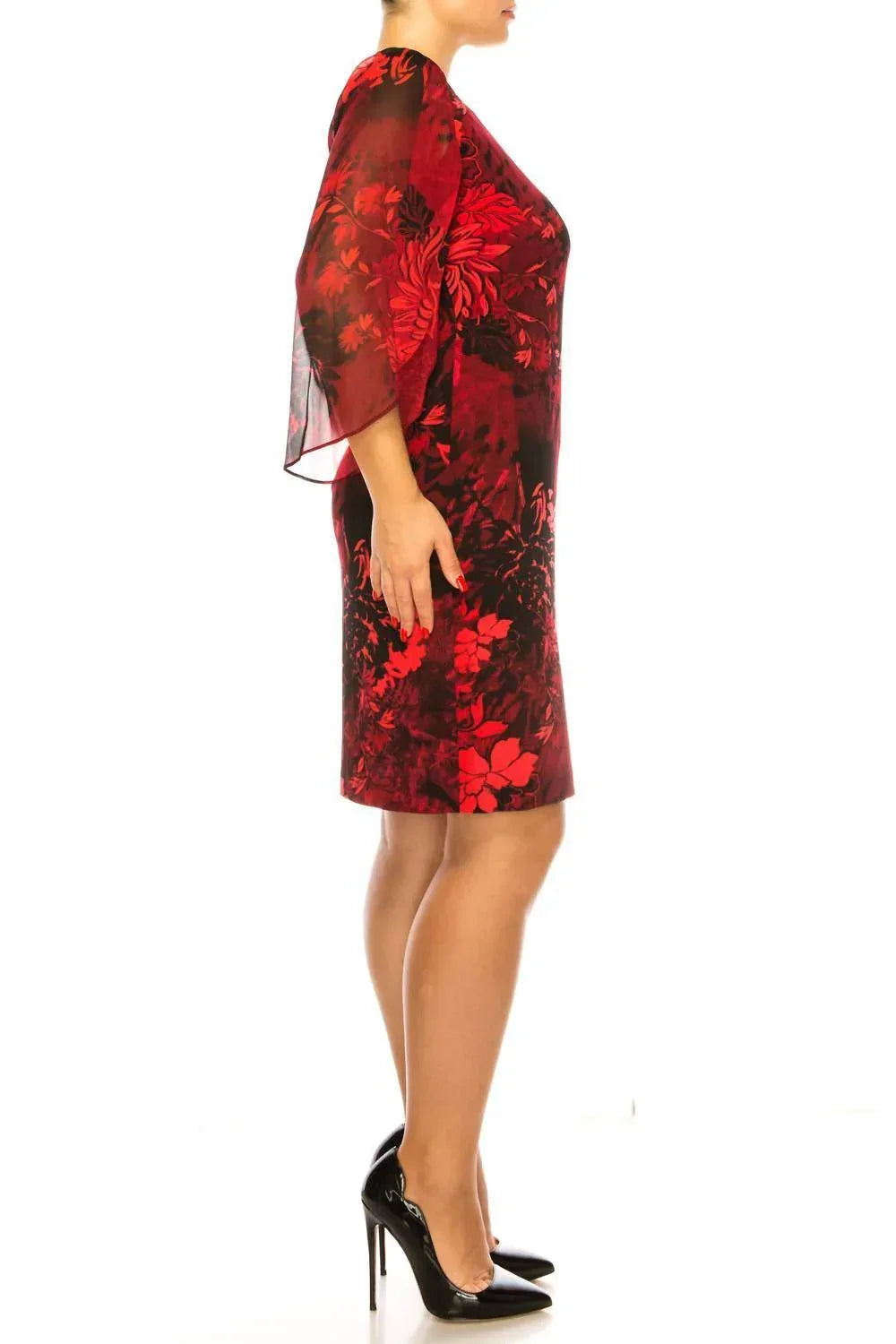 Floral 3/4 Split-sleeve Dress