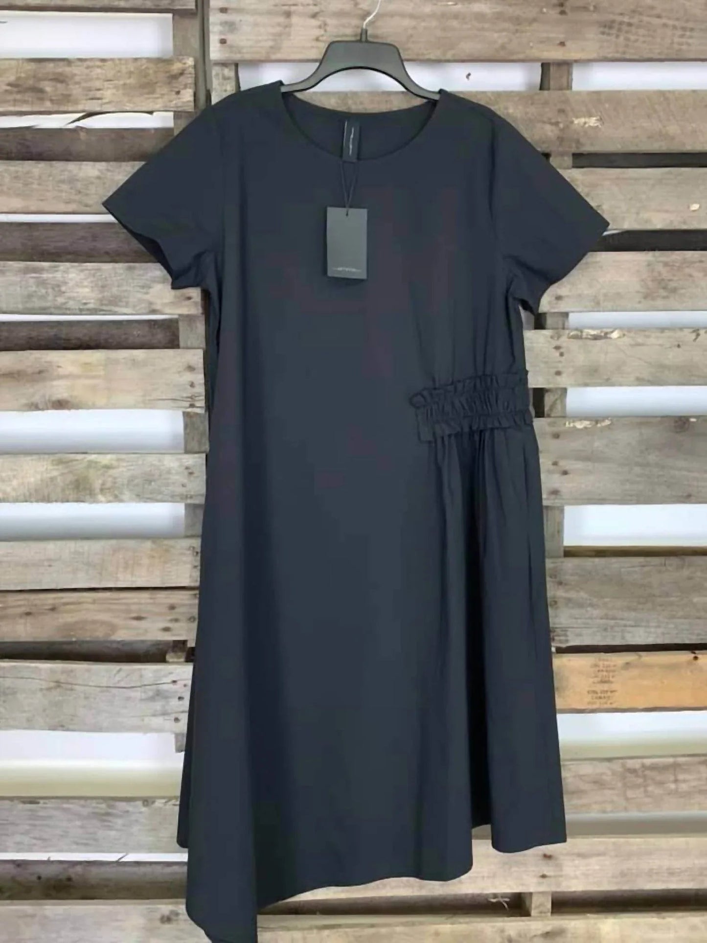 Short Sleeve Solid Midi Dress