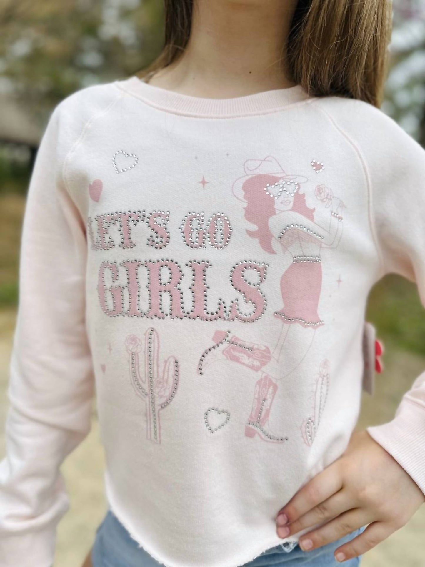 Teenager "Let's Go Girls" Strass-Sweatshirt