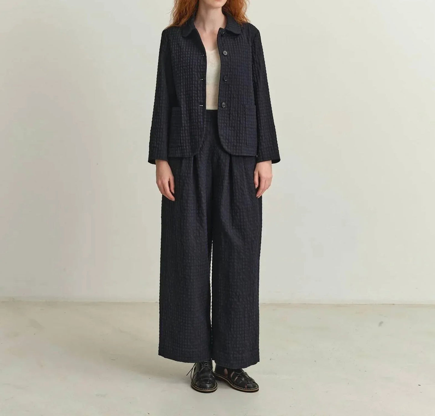 Baumwoll-Fischgrät-Karo-Jacke