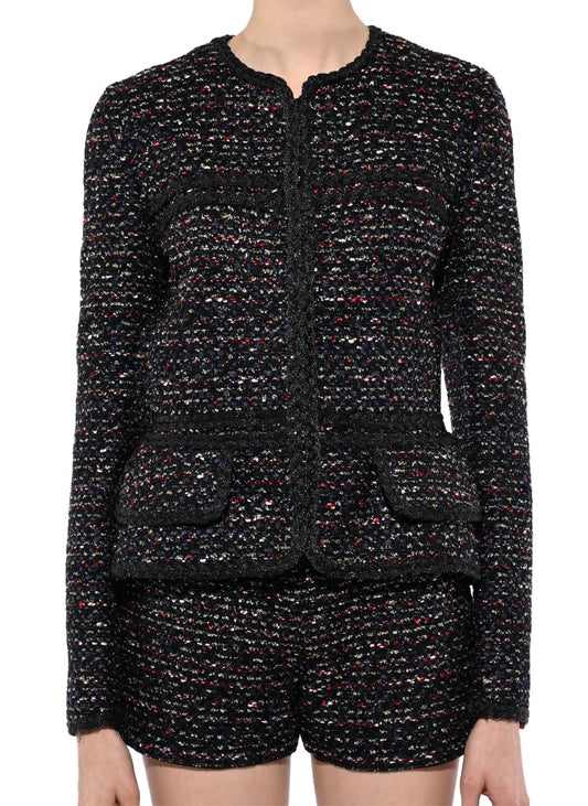 Collarless Boucle Jacket