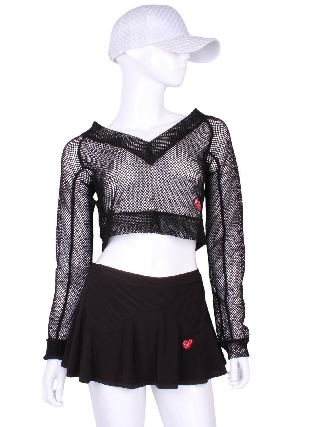 Women's Fishnet Straight Back Vee Crop Top