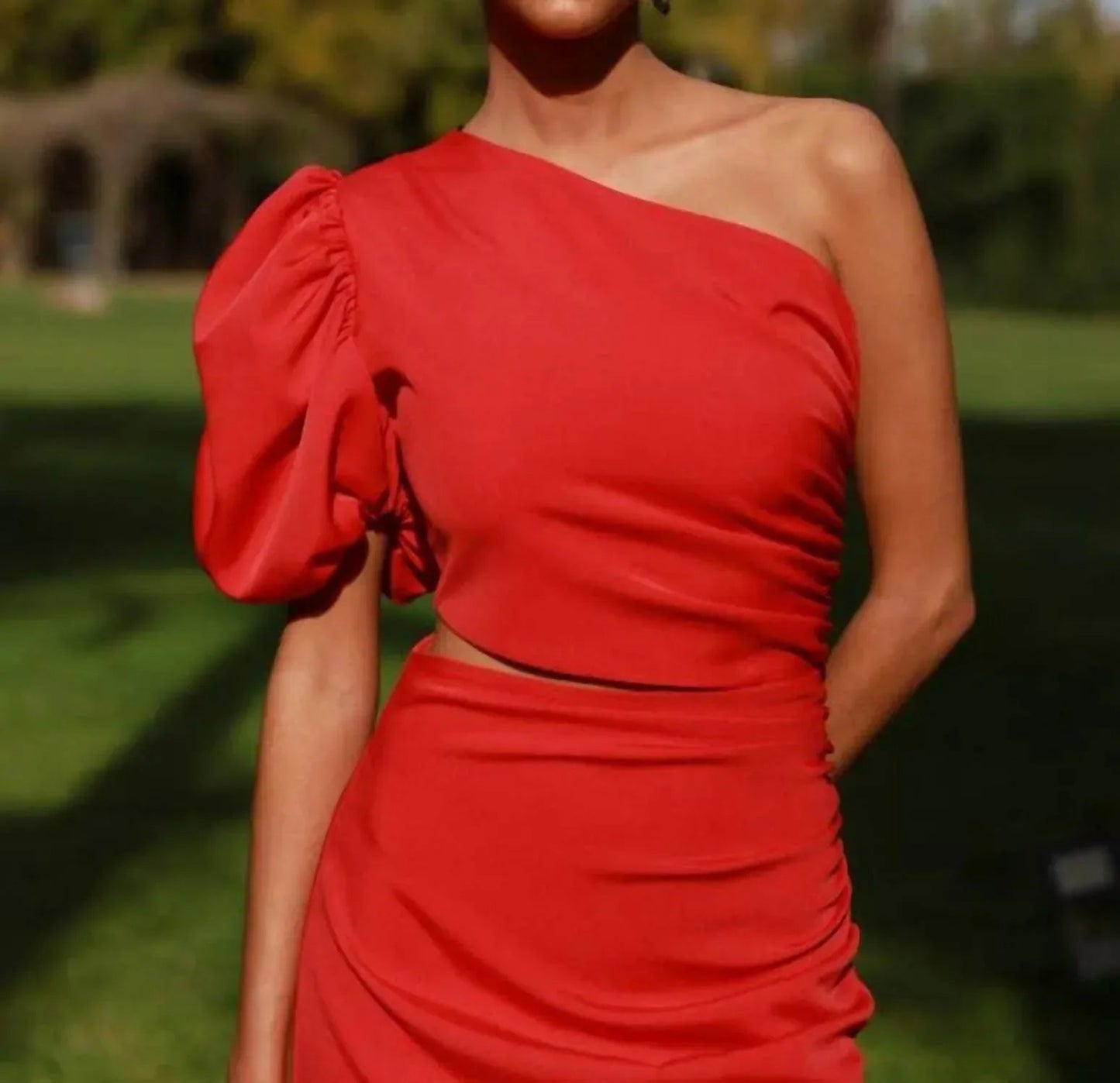 Leila Asymmetrical Cut-out Midi Dress