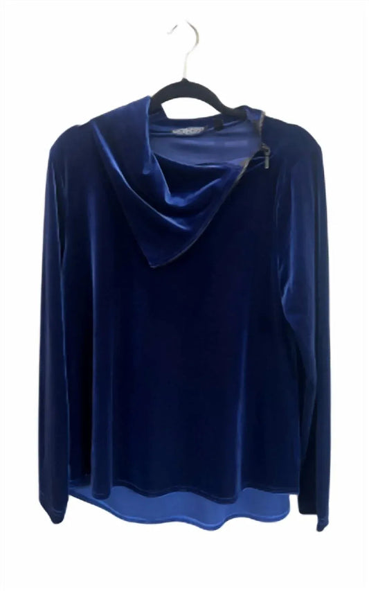 Women's Velvet Long Sleeve Cowl Neck Top