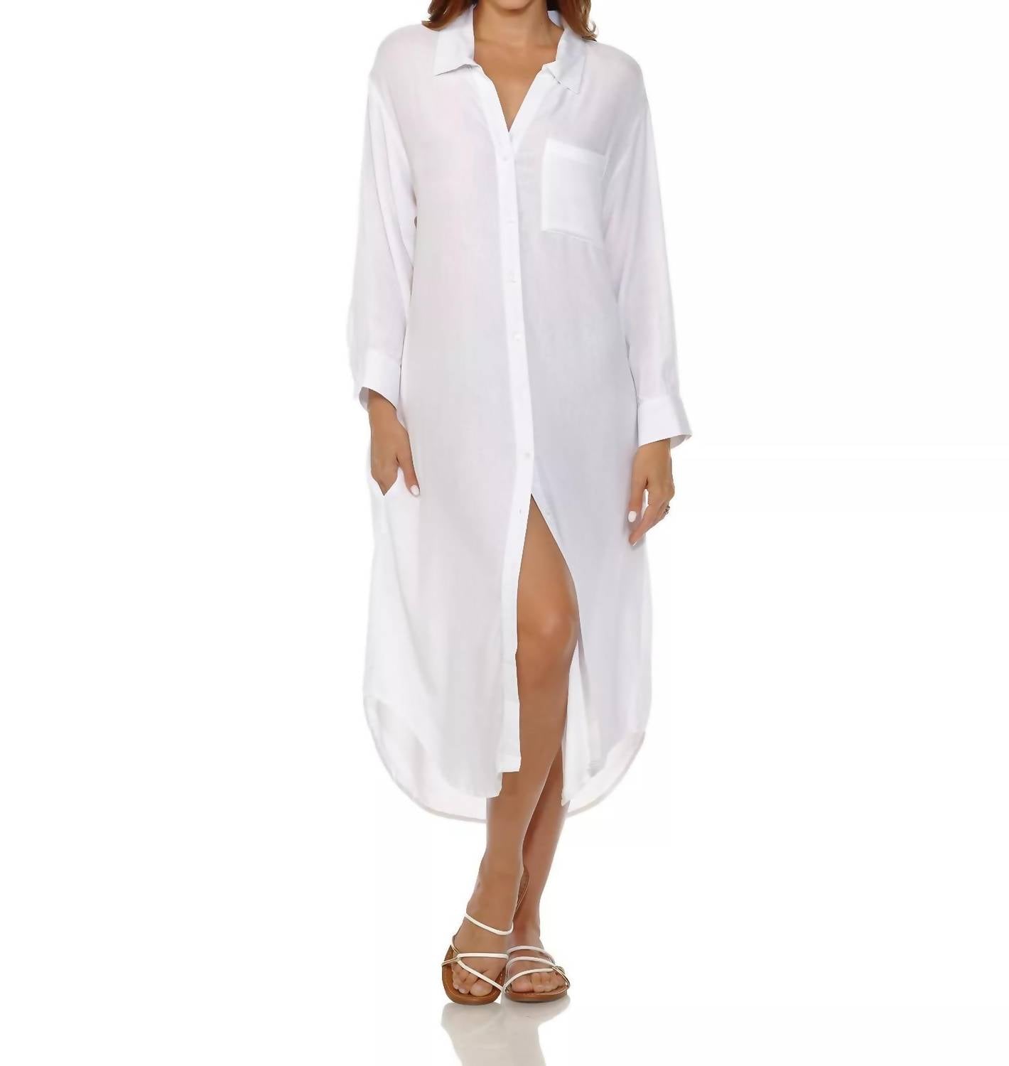 Langes Hemdblusenkleid als Überwurf