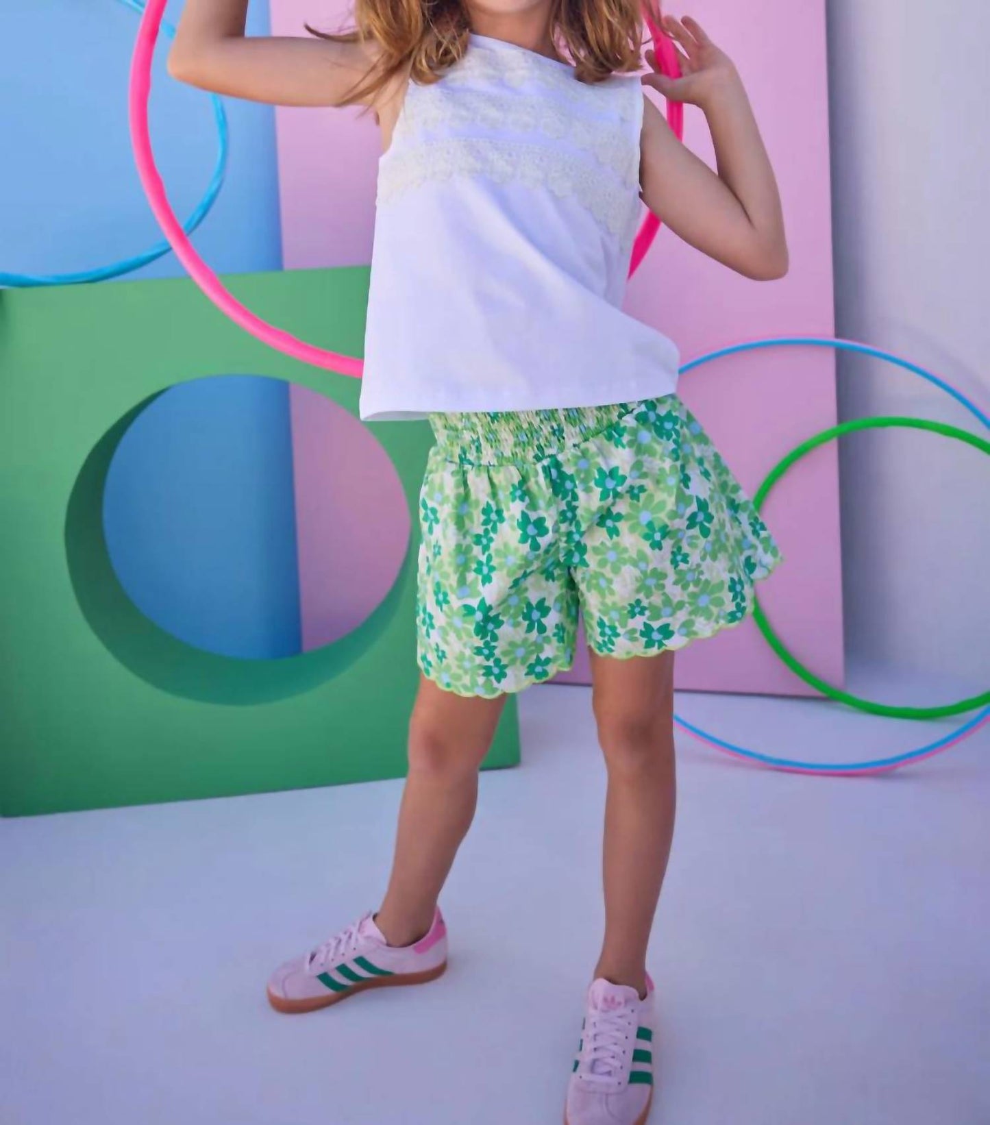 Shirred Scallop Shorts
