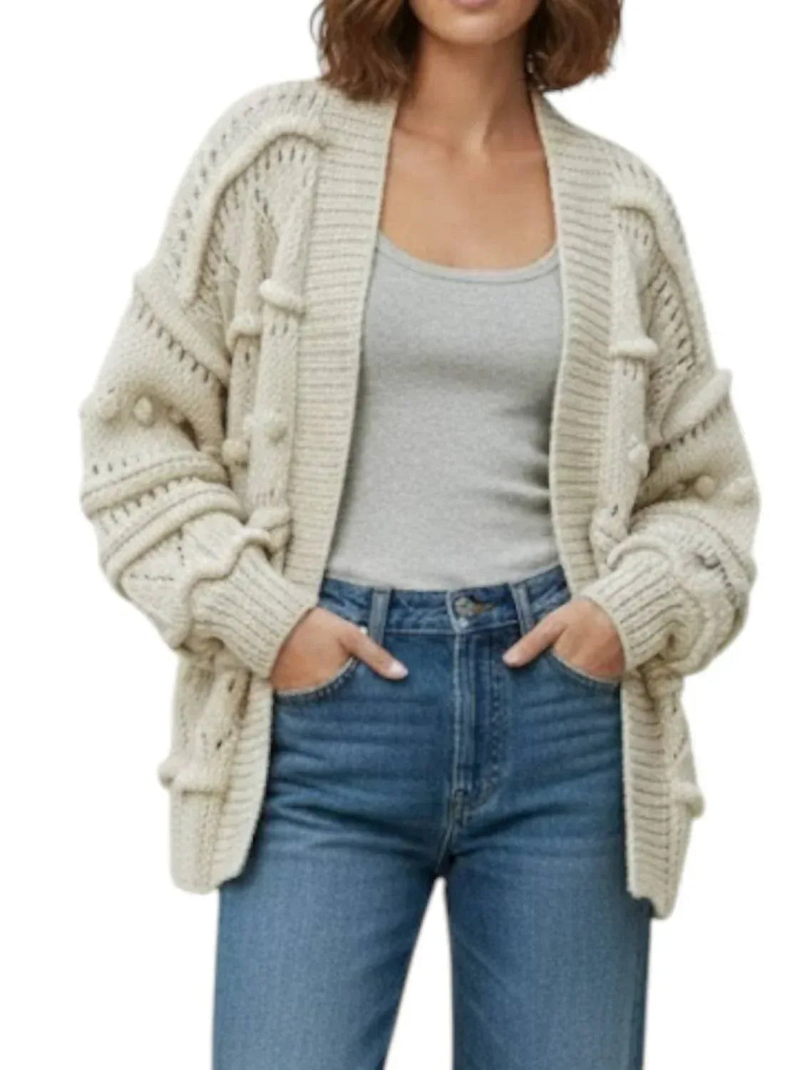 Open-knit Brigitte Bomber Cardigan