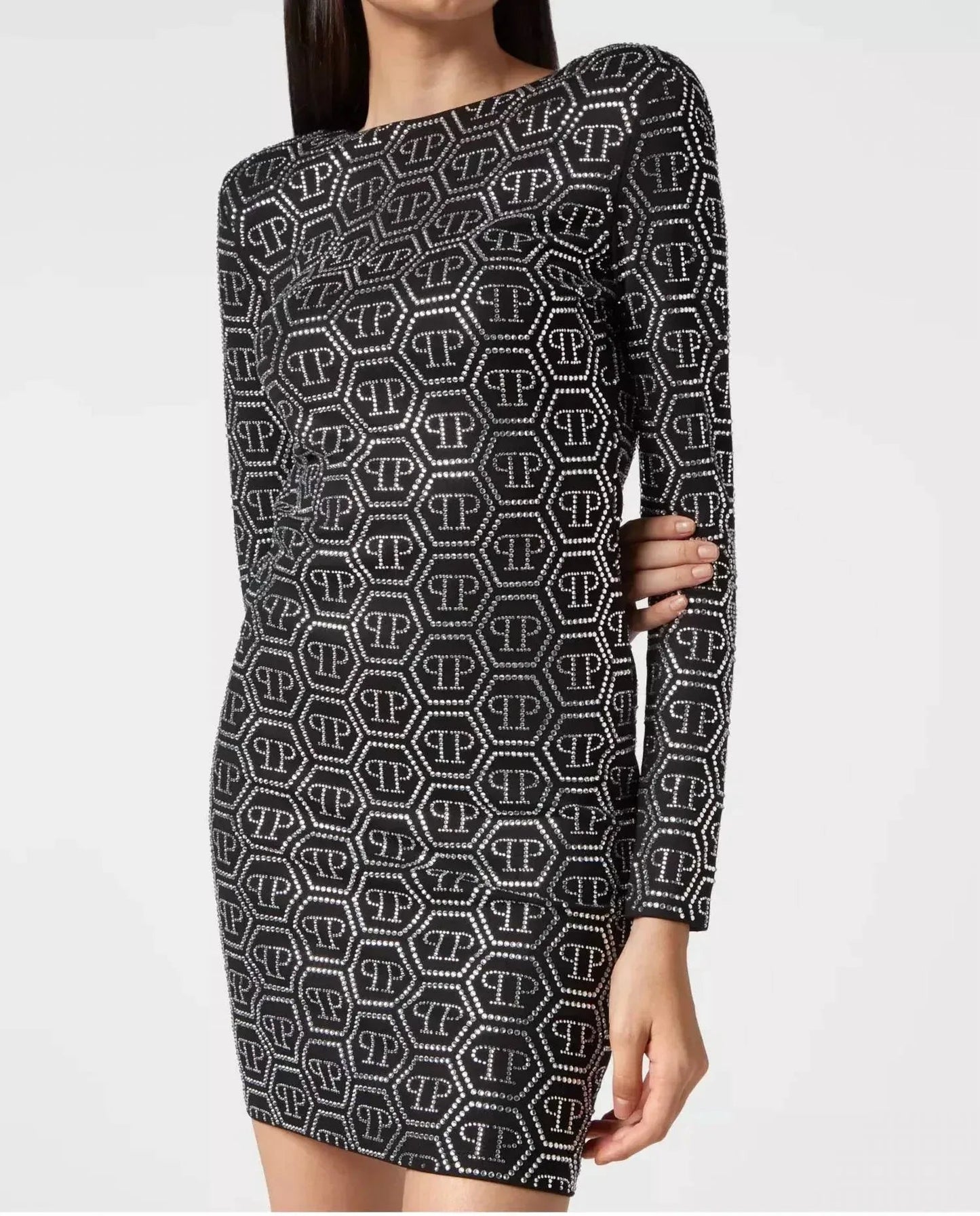 Long Sleeve Monogram Mini Dress