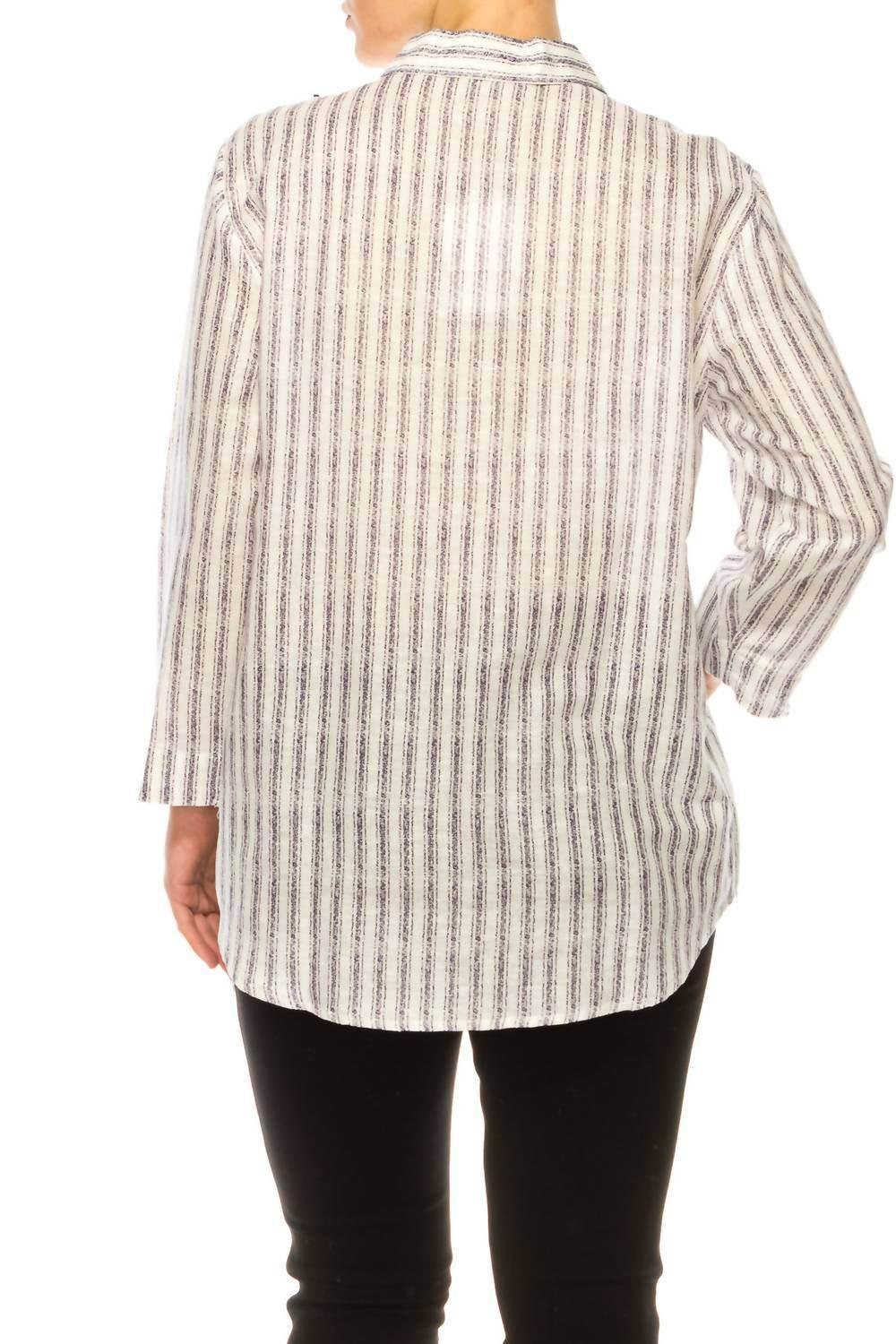 Button Down Long Sleeve Print Top