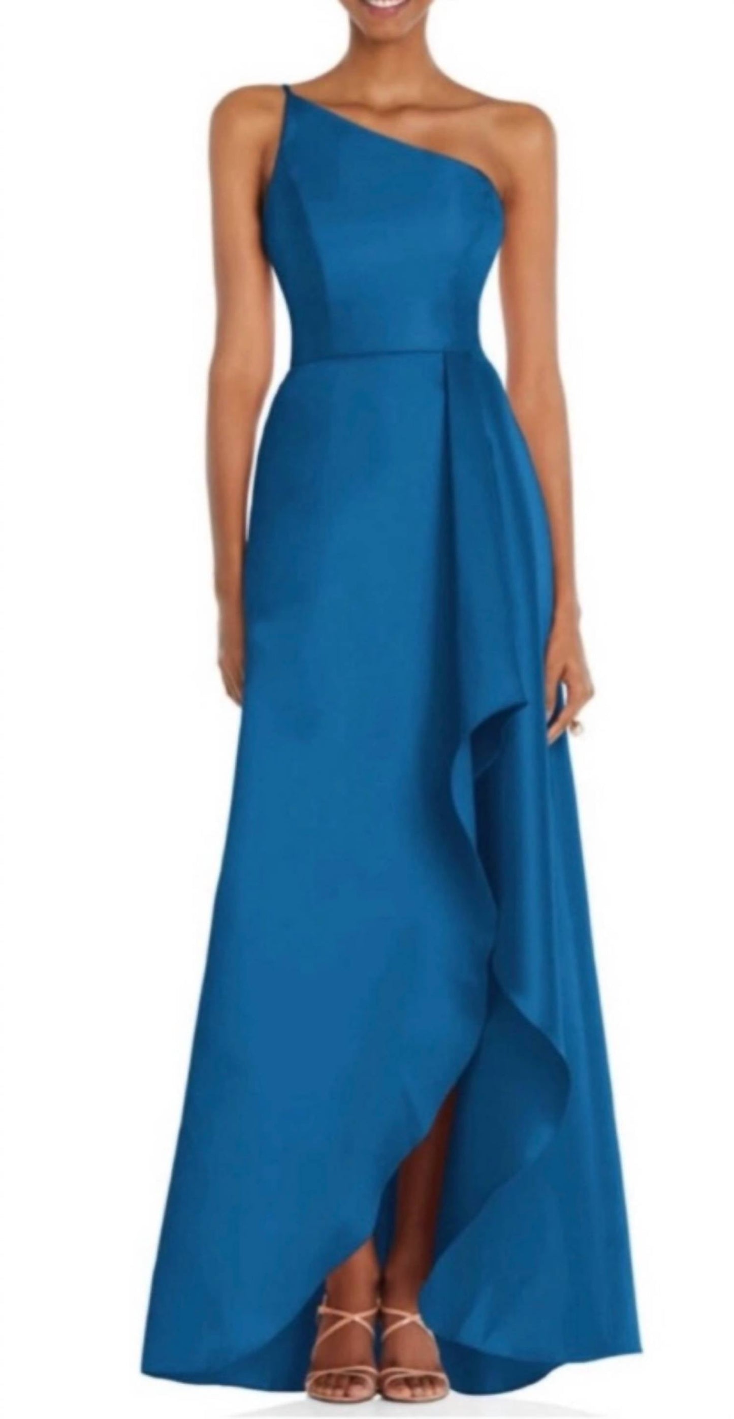 Asymmetrische Twill-Robe mit hohem und tiefem Saum