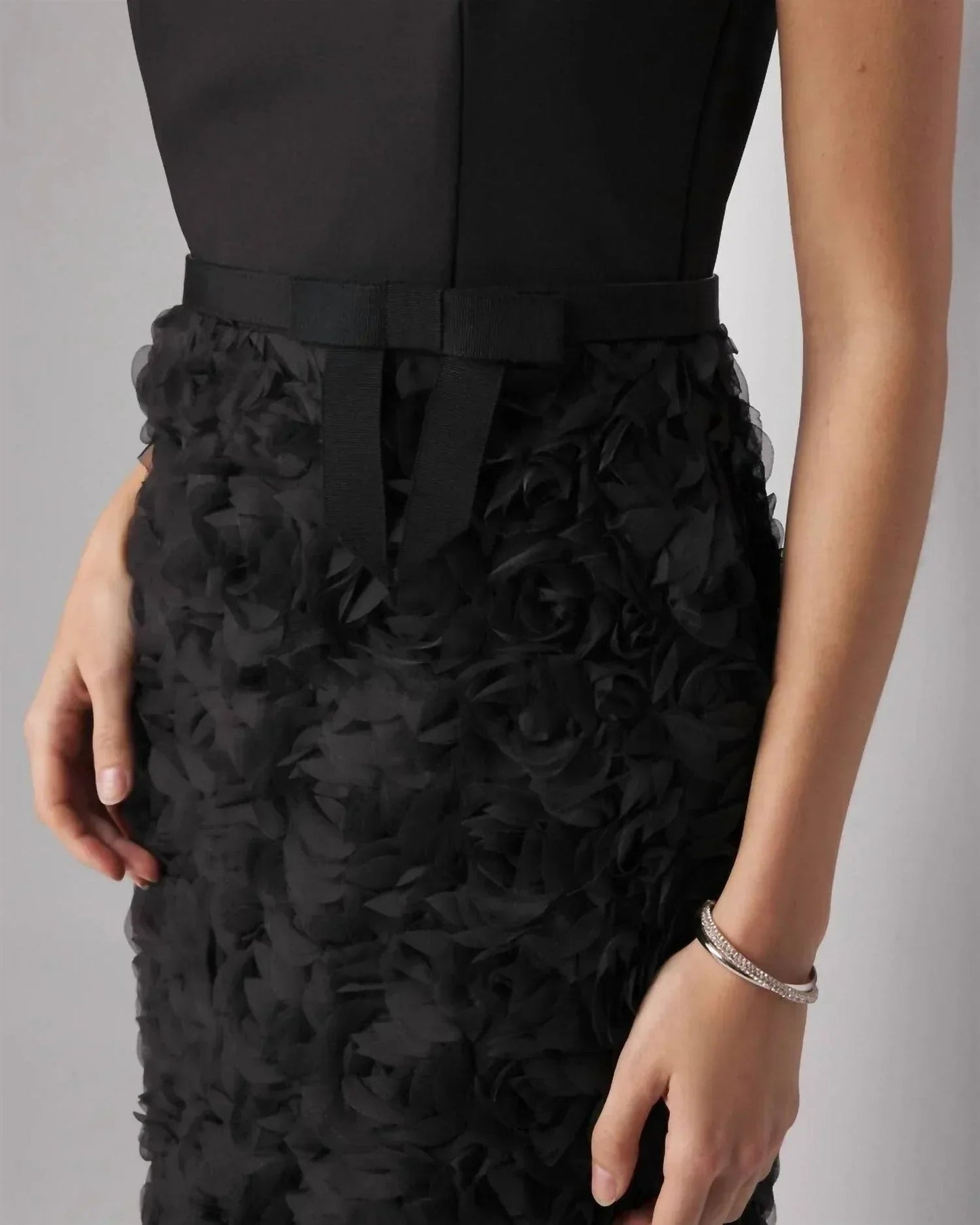 3d Floral Strapless Sheath Dress