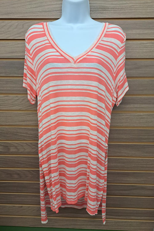 Women's Coral Stripes Long Tee