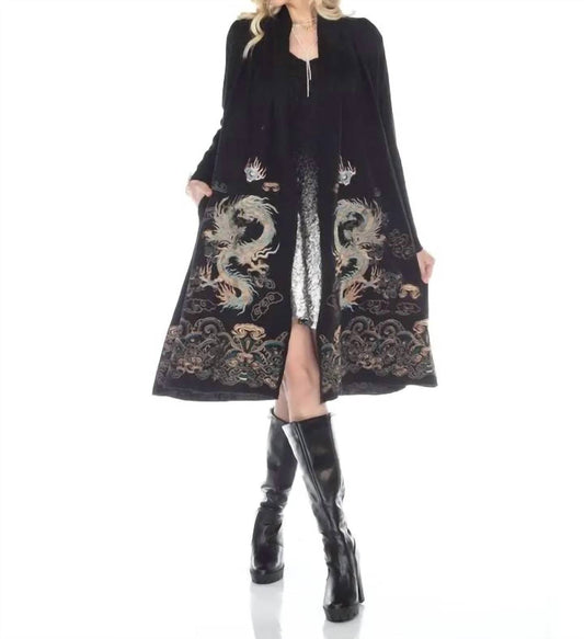 Embroidered Dragon Long Cardigan