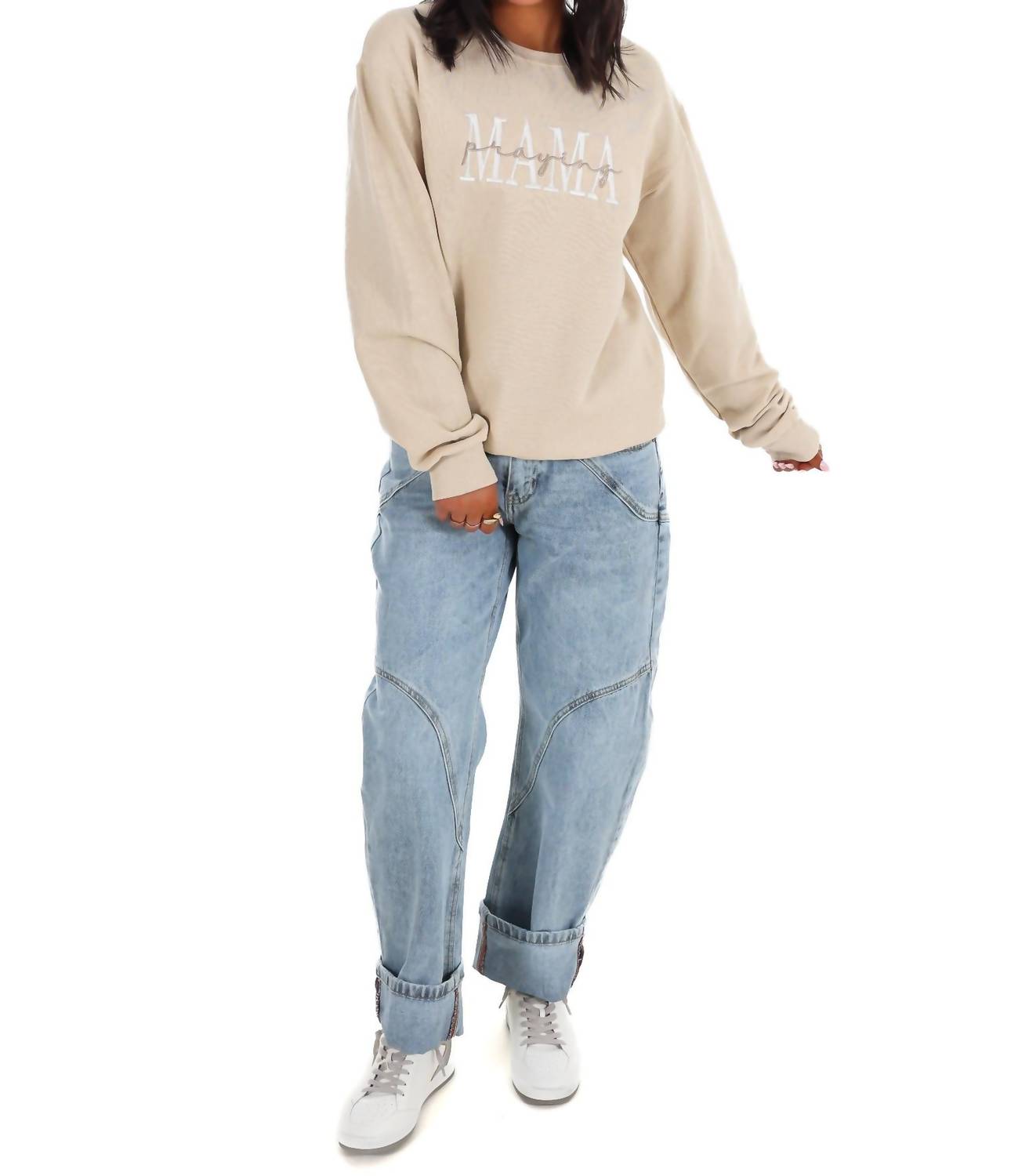 Besticktes Sweatshirt „Betende Mama“