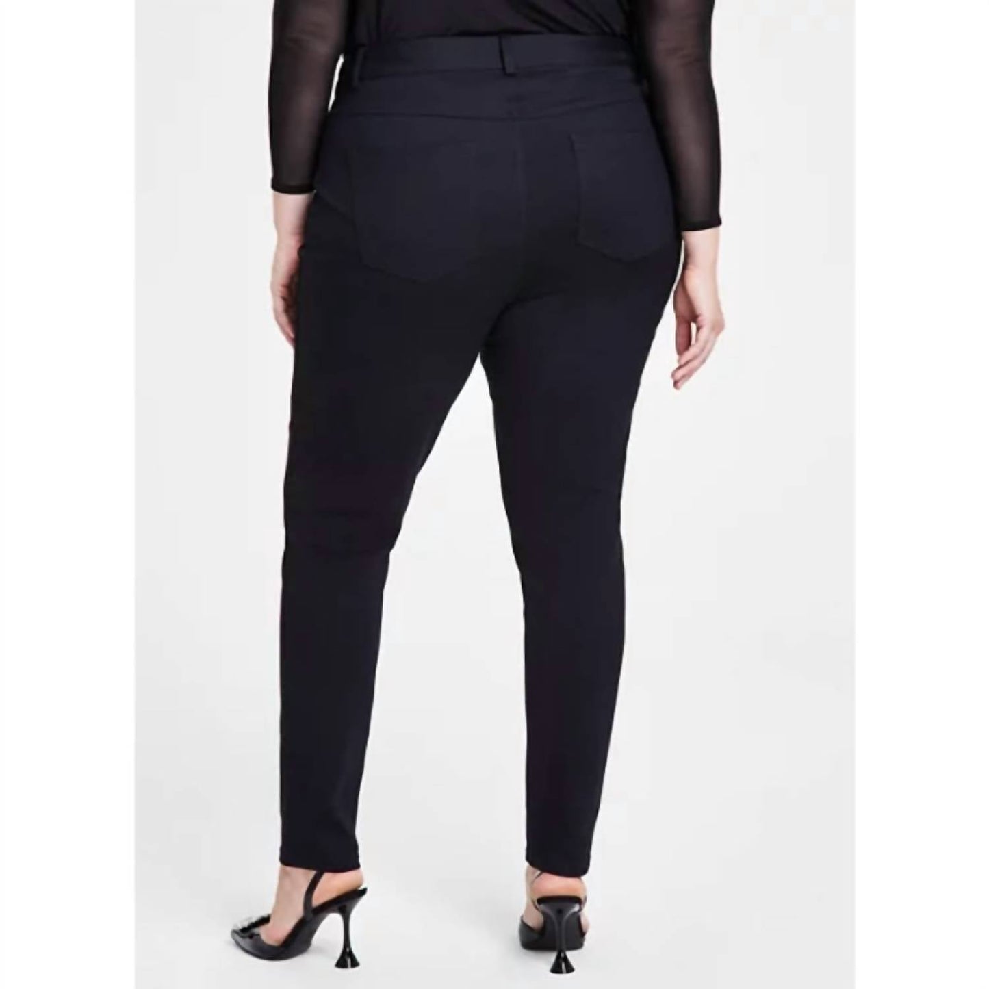 Women's Skinny Leg Front Zip Mid Rise Ponte Pants - Plus