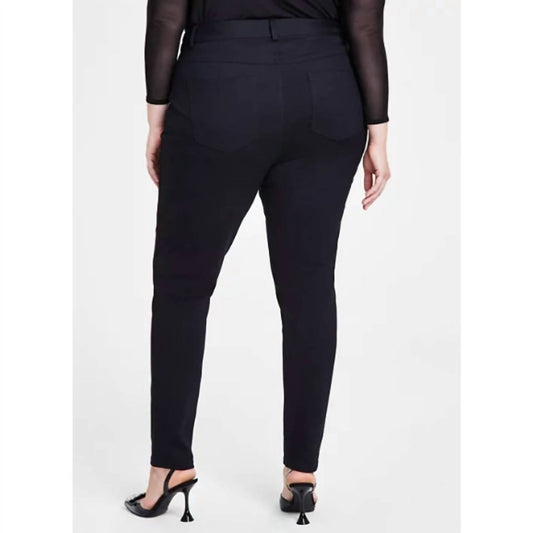 Women's Skinny Leg Front Zip Mid Rise Ponte Pants - Plus