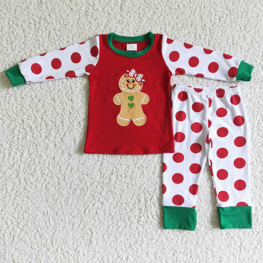 Lebkuchen-Stickerei Mädchen Pyjama aus Baumwolle zu Weihnachten
