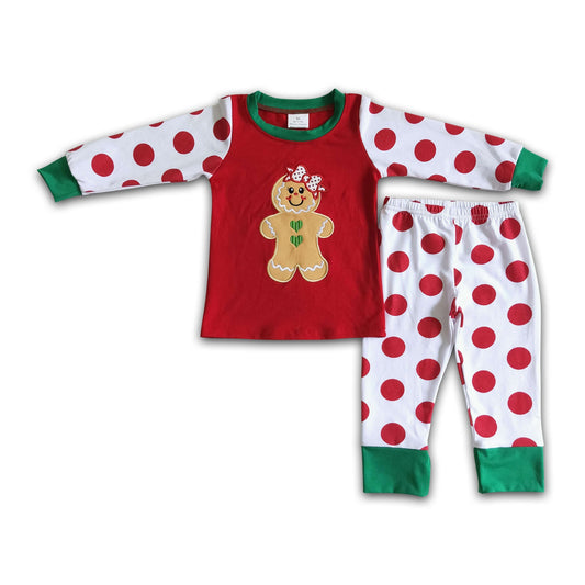 Lebkuchen-Stickerei Mädchen Pyjama aus Baumwolle zu Weihnachten