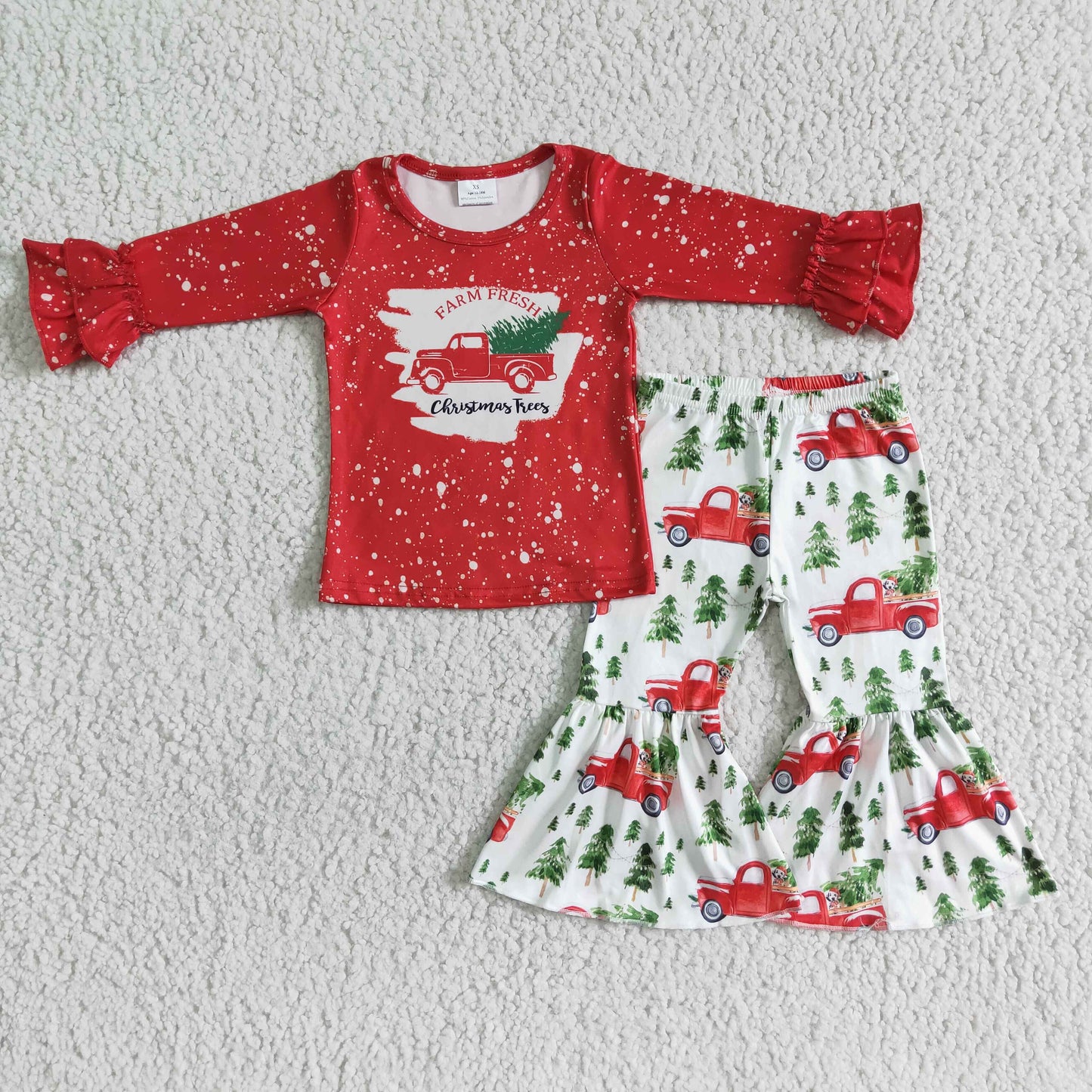 Farm-frischer LKW gebleichtes Hemd Mädchen Weihnachts-Kleidungsset