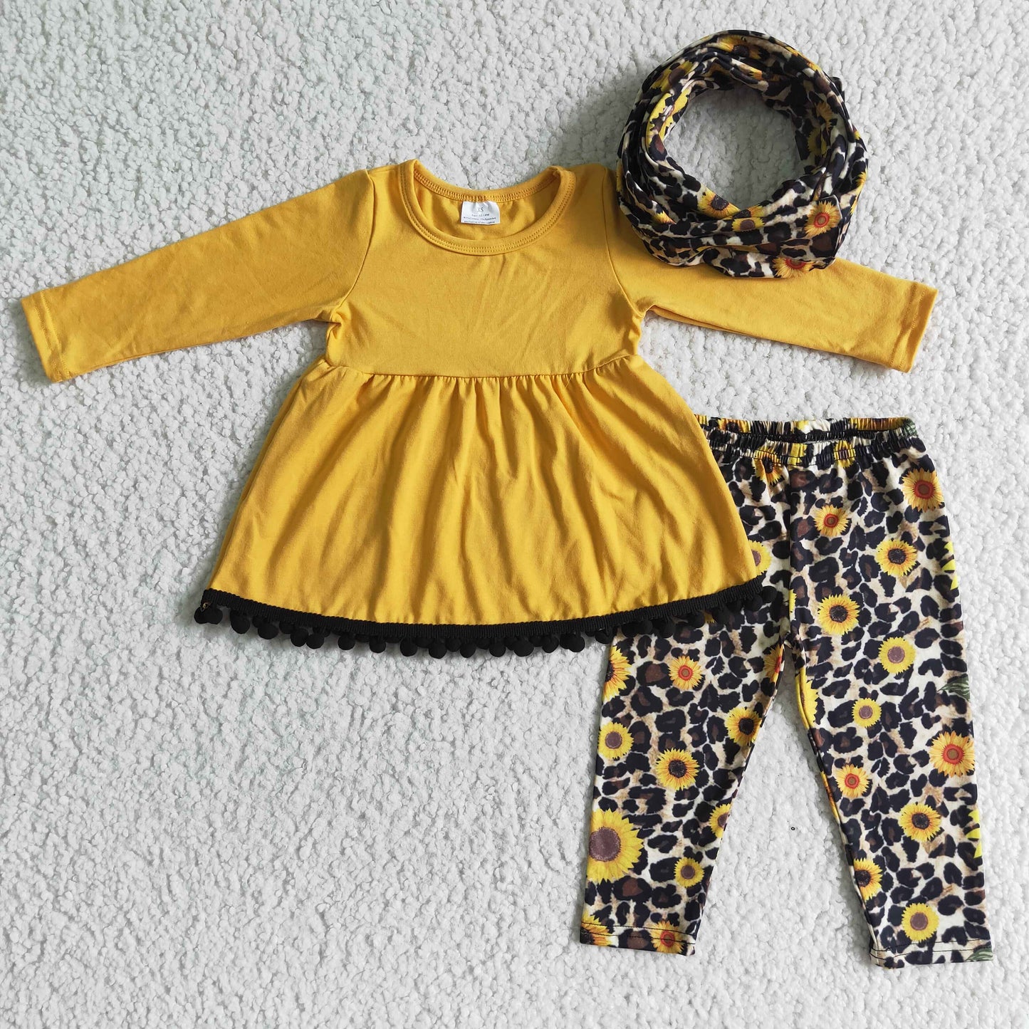 3-teiliges Schal-Set passend zu Sonnenblumen-Outfits für Kinder