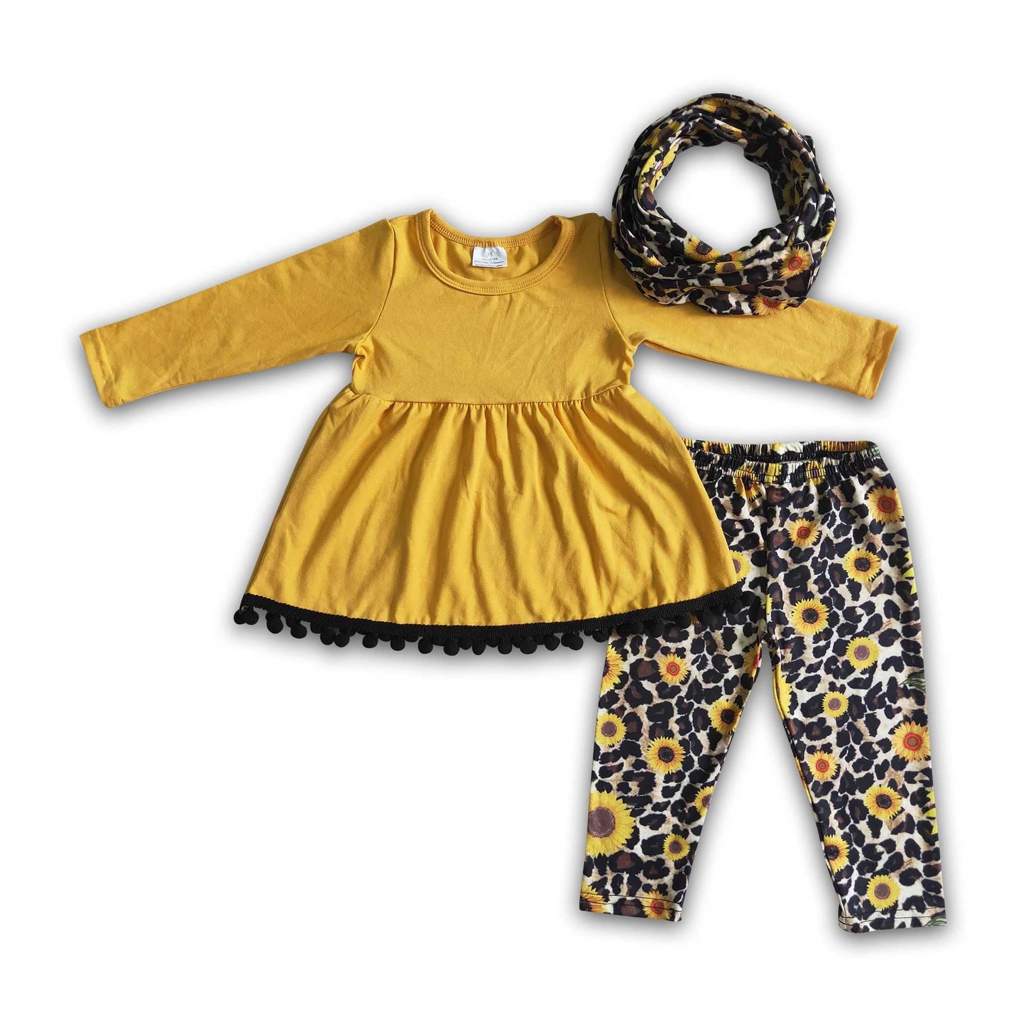 3-teiliges Schal-Set passend zu Sonnenblumen-Outfits für Kinder