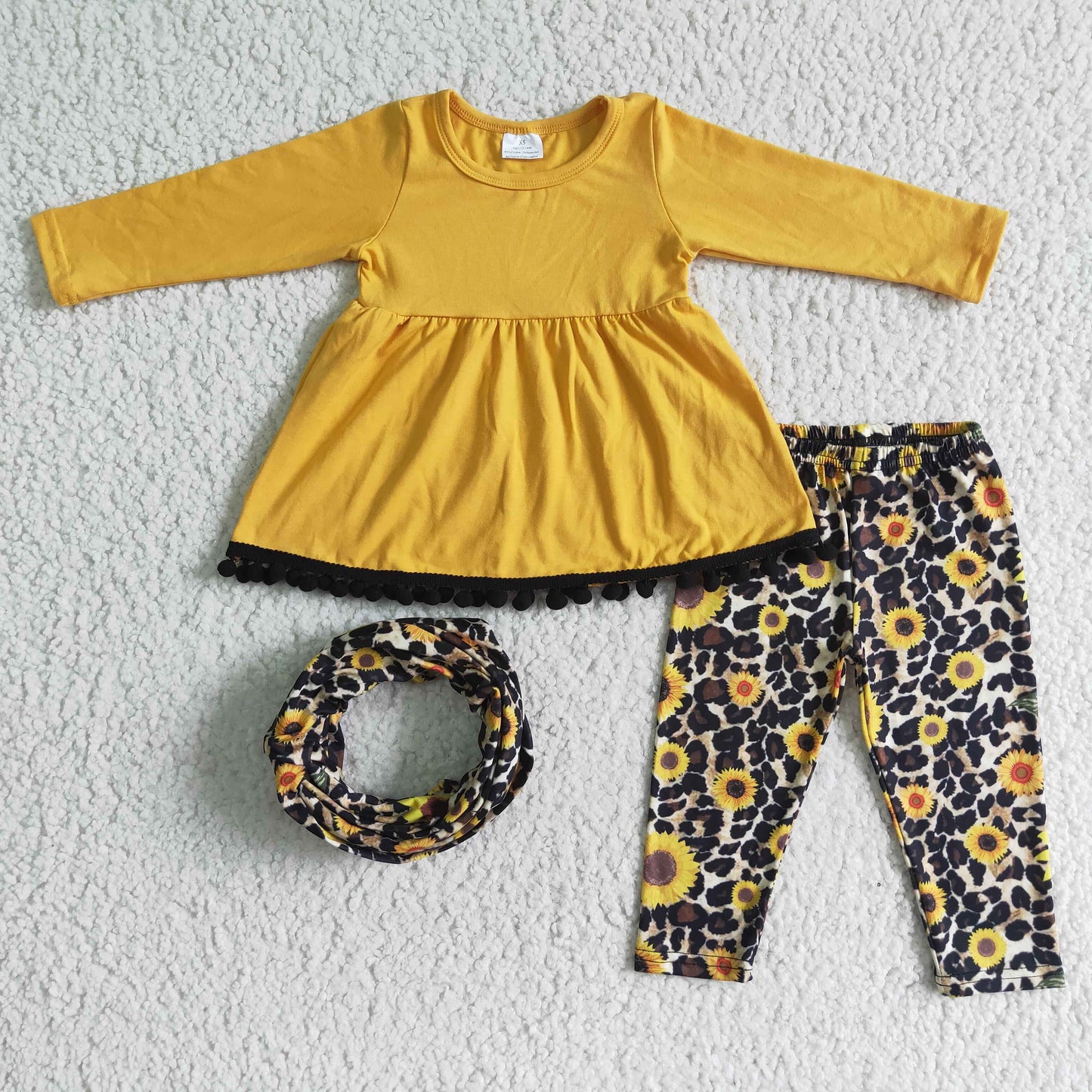 3-teiliges Schal-Set passend zu Sonnenblumen-Outfits für Kinder