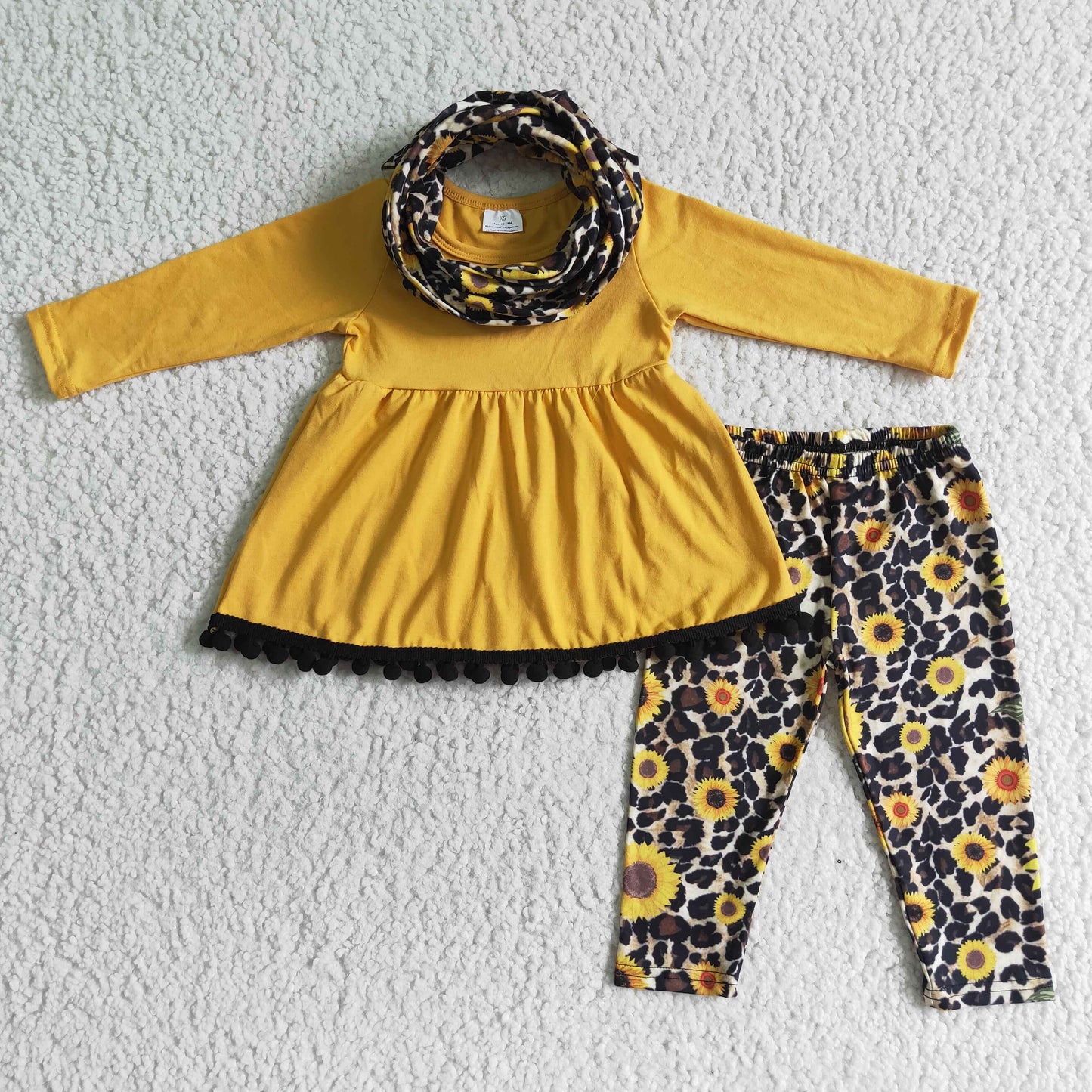 3-teiliges Schal-Set passend zu Sonnenblumen-Outfits für Kinder