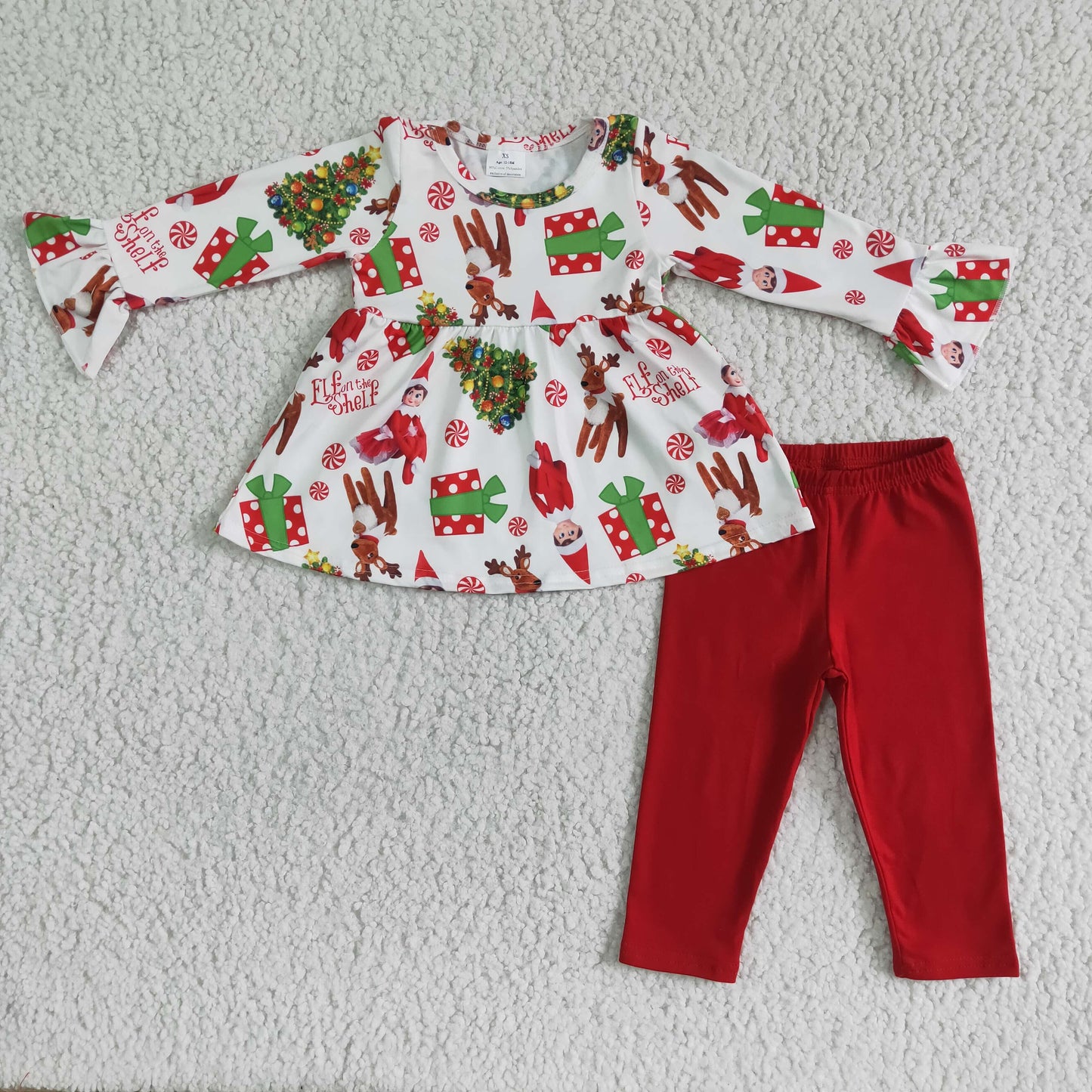 Niedliche Tunika Leggings Weihnachtsoutfits mit Aufdruck