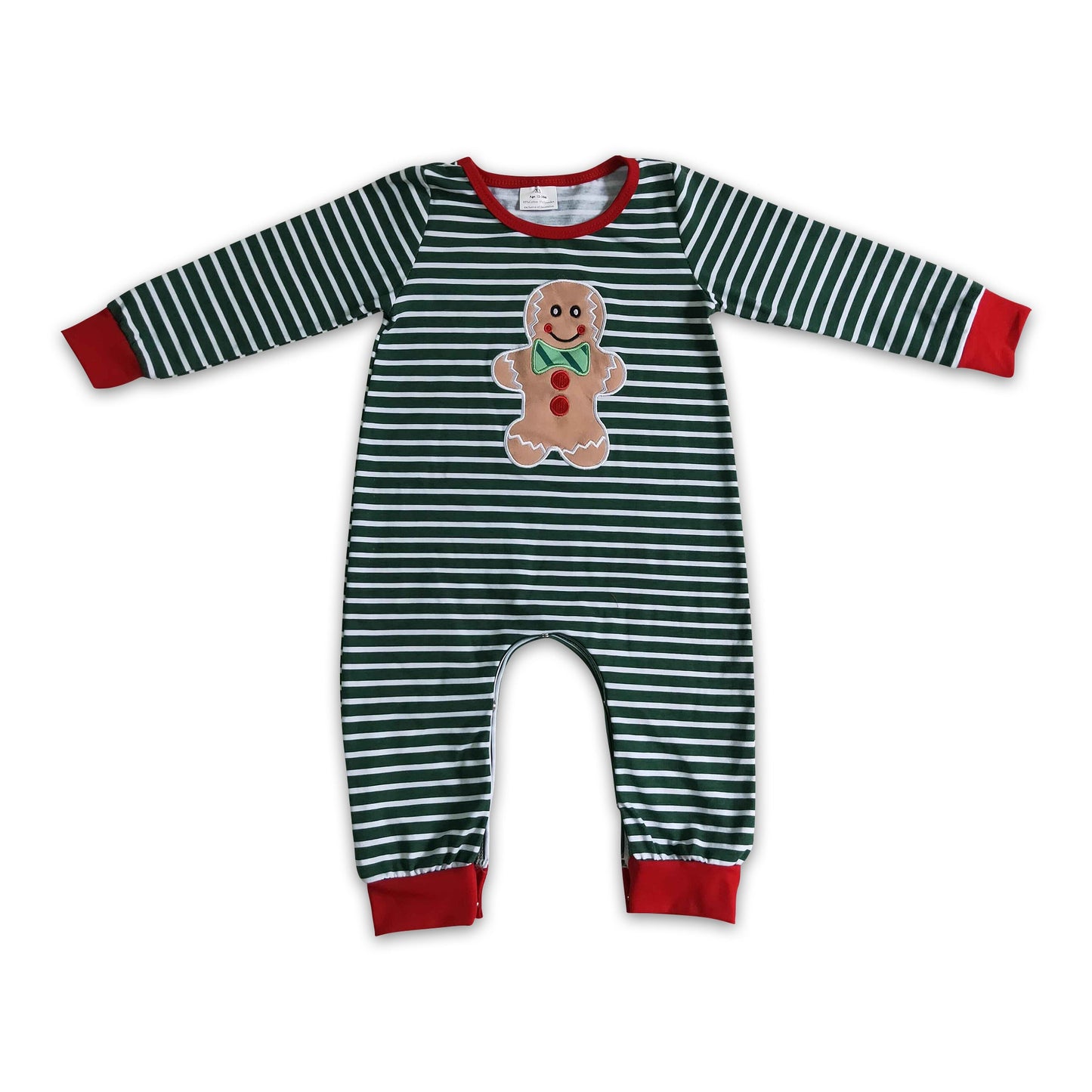 Lebkuchen-Stickerei-Baumwollstreifen-Baby-Jungen-Weihnachts-Strampler