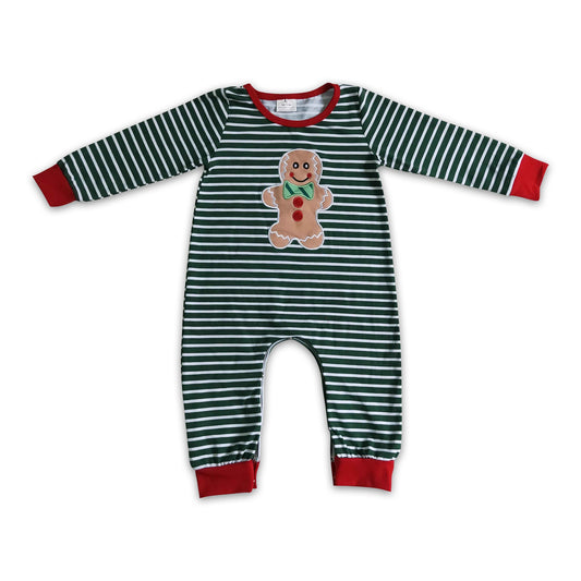 Lebkuchen-Stickerei-Baumwollstreifen-Baby-Jungen-Weihnachts-Strampler