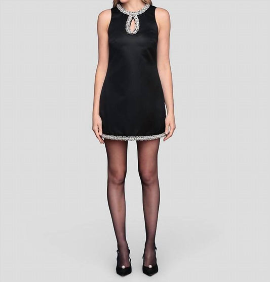 Embellished Satin Mini Shift Dress