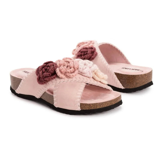 Women's Penelope Crochet Floral Cross Strap Sandal Slide