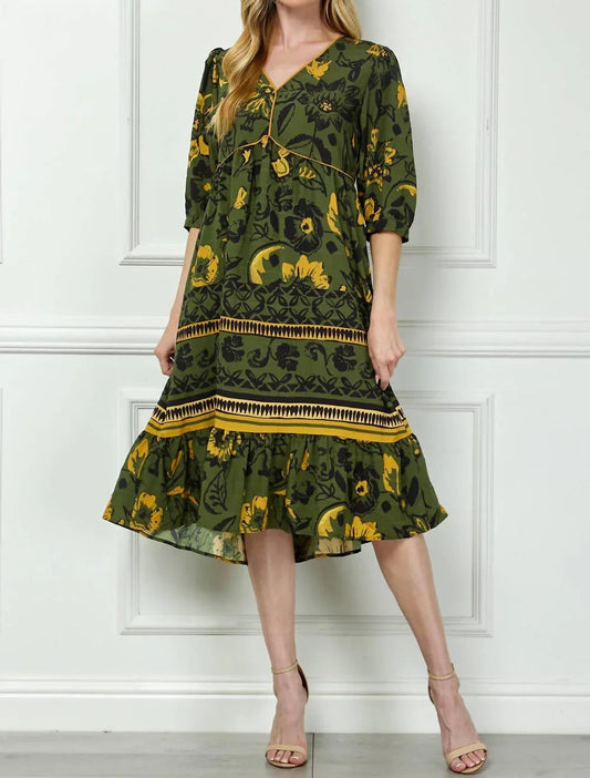Boho Print Peasant Dress