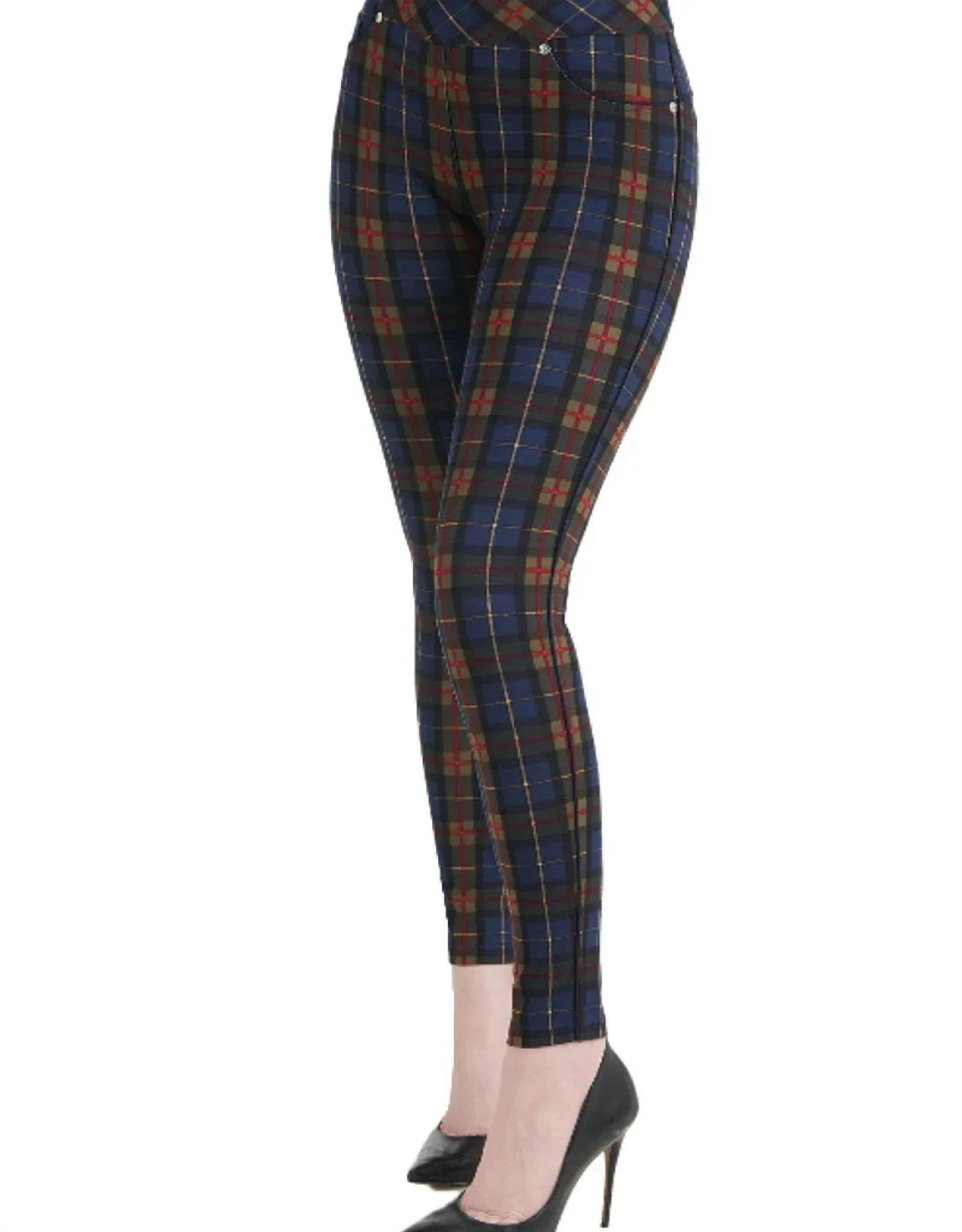 Luxe Karo-Jeggings mit Paspelierung
