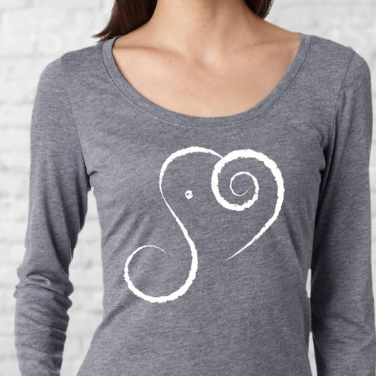 Womens Elephant Spirit Long Sleeve Scoop Neck Tee