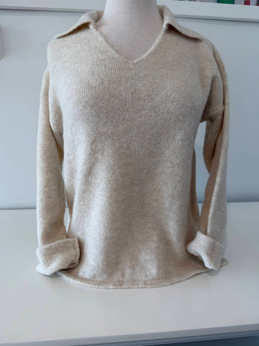 Women's Jersey Llanes V-neck Collared Sweater