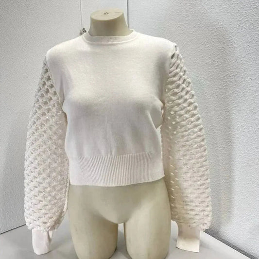 Women’s Sequin Braided Long Sleeve Soft Sweater