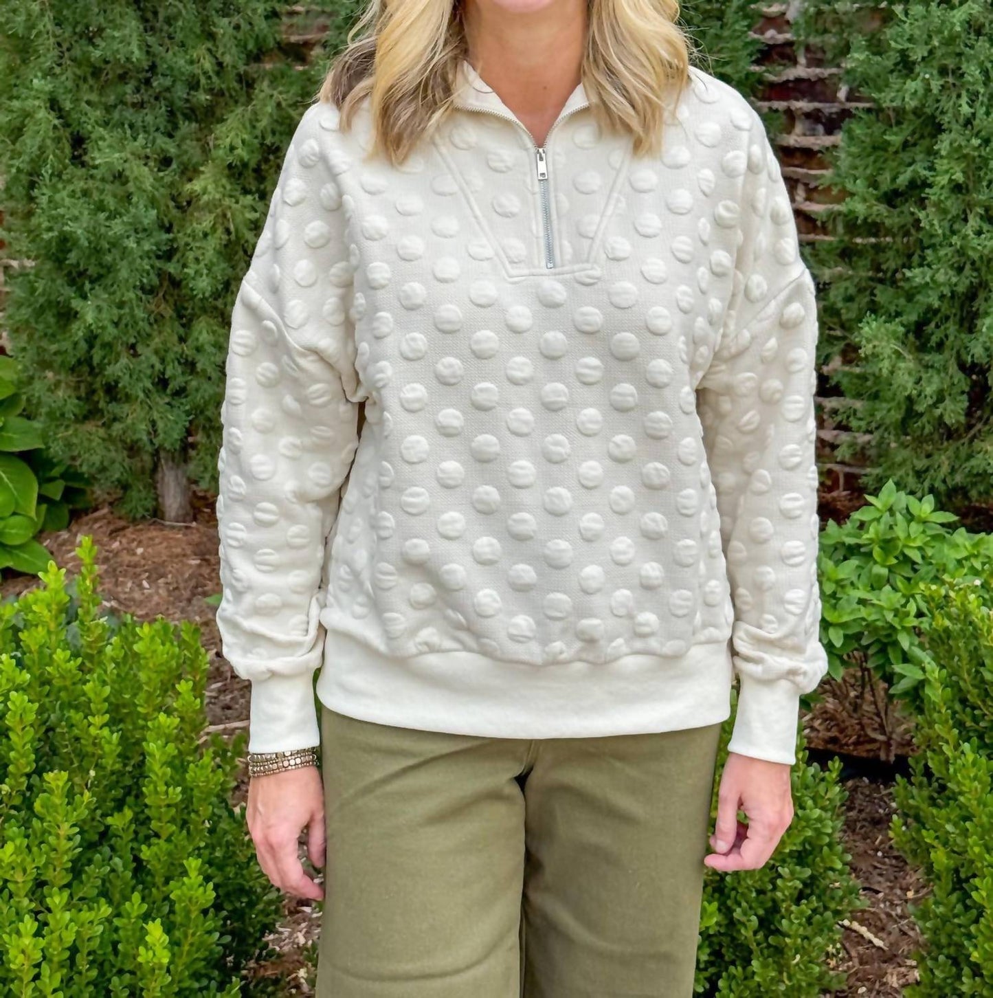 Schneefall Dot Zip-Pullover
