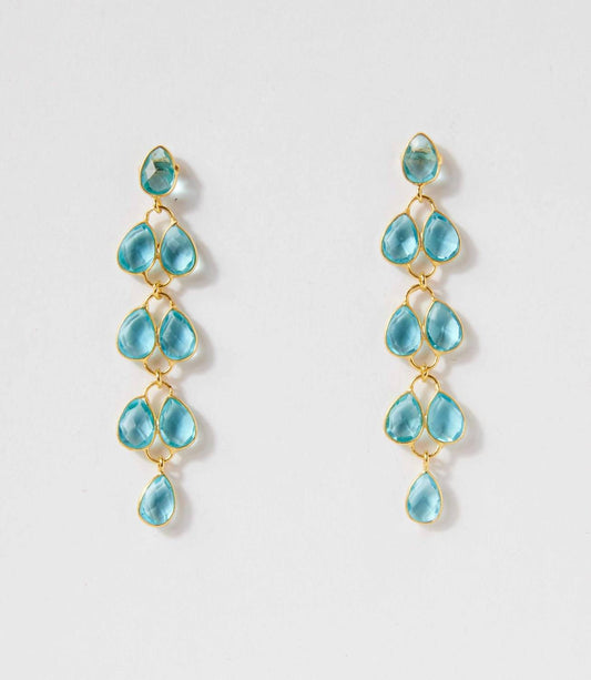 Women's Feather Drop Gemstone Earrings