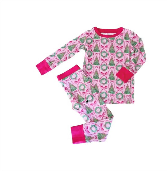 Girl's Christmas Tree Bamboo Pajama Set
