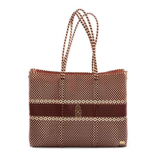 Women's Travel Woven Stripe Tote Bag With Clutch