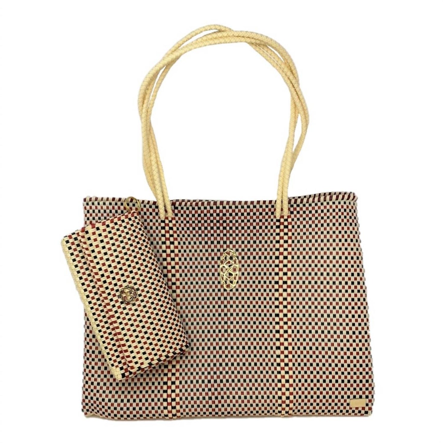 Karierte gewebte Damen-Reisetasche mit Clutch