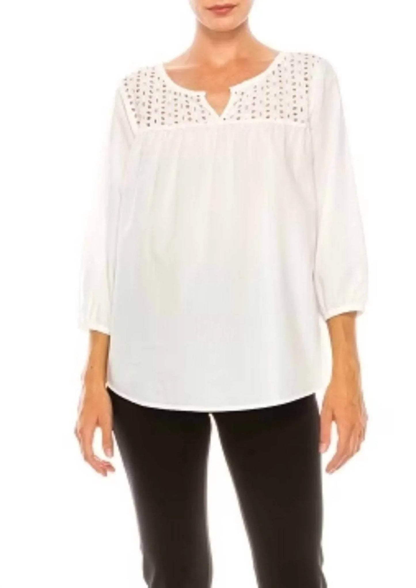 Eyelet Split Neck Swing Top